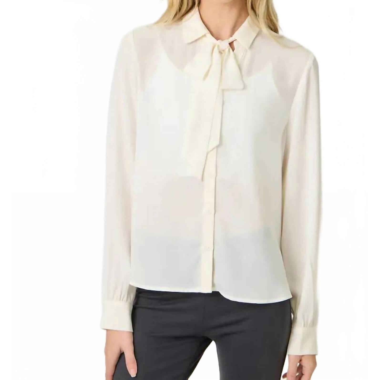 New Mystree Diana Detachable Tie Neck Blouse In Off White